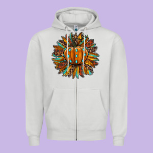 Pumpkin Sunflower Zipper Hoodie Designed By Ranaportraitstore