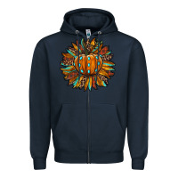 Navy pumpkin sunflower Zipper Hoodie - RanaPortraitStore