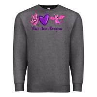 Charcoal Heather Peace Love Dragons Premium Sweatshirt - RanaPortraitStore