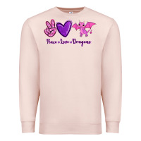 Pale Pink Peace Love Dragons Premium Sweatshirt - RanaPortraitStore