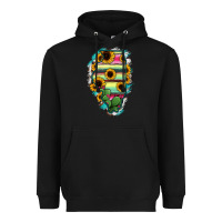 Black Illinois Map Sunflower Cactus Serape Heavyweight Hoodie - RanaPortraitStore