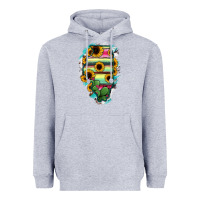 Heather Grey Illinois Map Sunflower Cactus Serape Heavyweight Hoodie - RanaPortraitStore