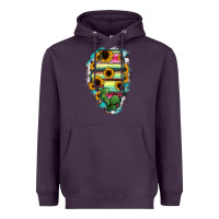 Plum Illinois Map Sunflower Cactus Serape Heavyweight Hoodie - RanaPortraitStore