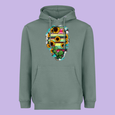 Illinois Map Sunflower Cactus Serape Heavyweight Hoodie Designed By Ranaportraitstore