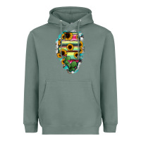 Sage Illinois Map Sunflower Cactus Serape Heavyweight Hoodie - RanaPortraitStore