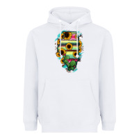 White Illinois Map Sunflower Cactus Serape Heavyweight Hoodie - RanaPortraitStore