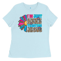 Baby Blue im just here trusting jesus Ladies Tee - CowhideDigitalArt