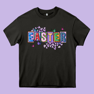 Easter With Leopard Heavy Core Tee Designed By Fadigitalartstudio