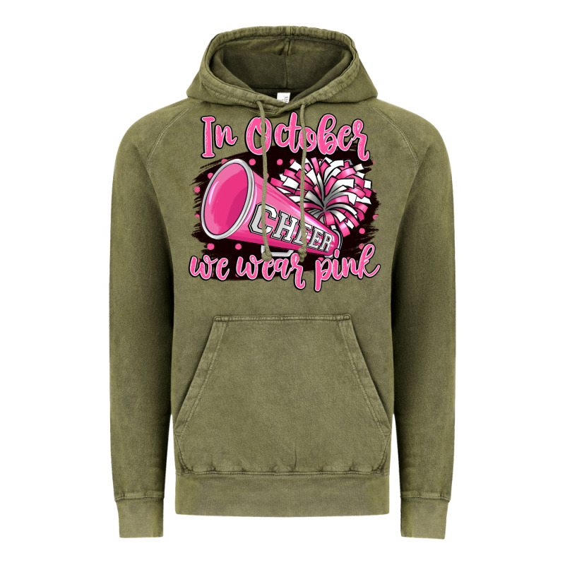 In October We Wear Pink Cheer Vintage Hoodie by BarkalooDesign | Teevron