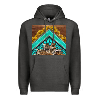 Charcoal Heather western  sunflower turquise gemstone  tumbler Premium Hoodie - BarkalooDesign