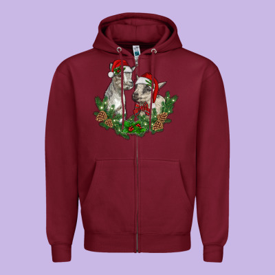 Christmas Baby Goats Zipper Hoodie Designed By Ranaportraitstore