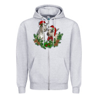 Heather Grey christmas baby goats Zipper Hoodie - RanaPortraitStore