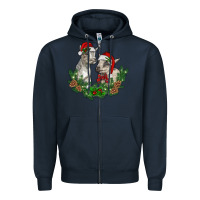 Navy christmas baby goats Zipper Hoodie - RanaPortraitStore