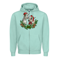 Seafoam christmas baby goats Zipper Hoodie - RanaPortraitStore