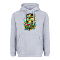 Heather Grey Indiana Map Sunflower Cactus Serape Heavyweight Hoodie - RanaPortraitStore