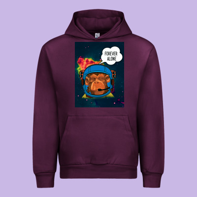 Forever Alone, Monkey, Space, Monkey At Space, Urban Hoodie Designed By Bettercallsaul