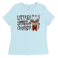 Baby Blue little miss christmas Ladies Tee - CowhideDigitalArt