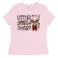 Bubblegum Pink little miss christmas Ladies Tee - CowhideDigitalArt