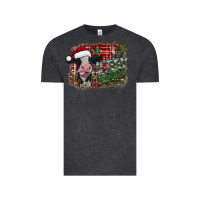 Vintage Black merry christmas cow Vintage Tee - CowhideDigitalArt