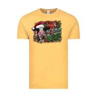 Vintage Mustard merry christmas cow Vintage Tee - CowhideDigitalArt