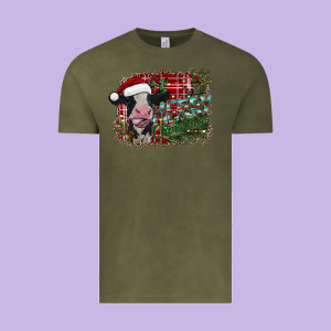 Merry Christmas Cow Vintage Tee Designed By Cowhidedigitalart