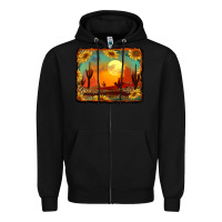 Black western desert sunset background Zipper Hoodie - RanaPortraitStore