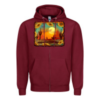 Burgundy western desert sunset background Zipper Hoodie - RanaPortraitStore