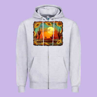 Western Desert Sunset Background Zipper Hoodie Designed By Ranaportraitstore