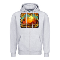 Heather Grey western desert sunset background Zipper Hoodie - RanaPortraitStore