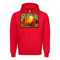 Red western desert sunset background Zipper Hoodie - RanaPortraitStore