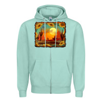 Seafoam western desert sunset background Zipper Hoodie - RanaPortraitStore