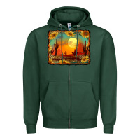 Sports Green western desert sunset background Zipper Hoodie - RanaPortraitStore