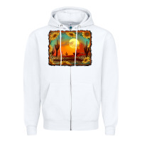 White western desert sunset background Zipper Hoodie - RanaPortraitStore