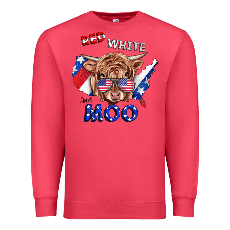 Red White And Moo Cow Premium Sweatshirt by RanaPortraitStore | Teevron