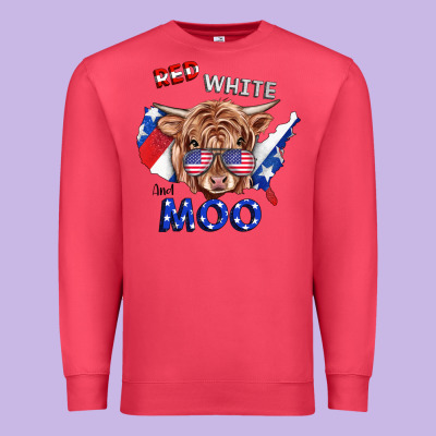 Red White And Moo Cow Premium Sweatshirt Designed By Ranaportraitstore