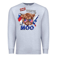 Heather Grey Red White And Moo Cow Premium Sweatshirt - RanaPortraitStore