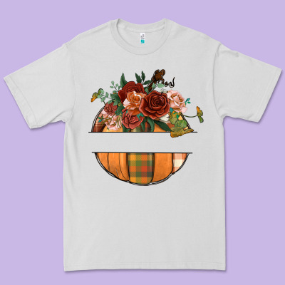 Customize Floral Pumpkin Premium Tee Designed By Bundleandbundleshop