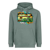 Sage Kansas map sunflower catus serape Heavyweight Hoodie - RanaPortraitStore