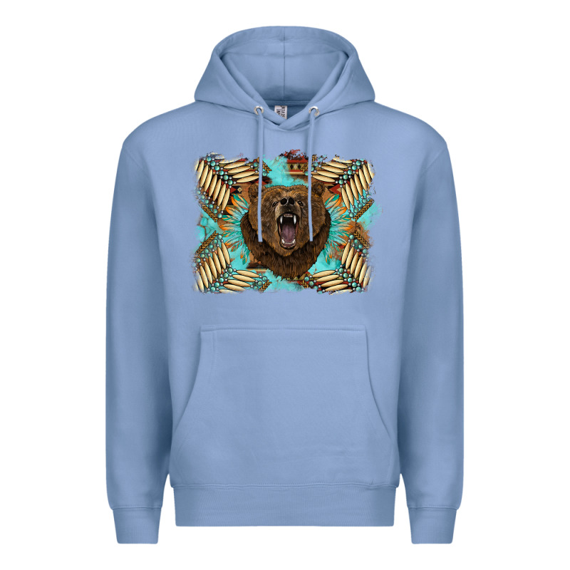 Bear Native American Background Premium Hoodie by BarkalooDesign | Teevron