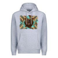 Heather Grey bear native American background Premium Hoodie - BarkalooDesign