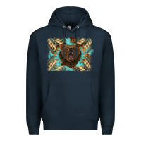 Navy bear native American background Premium Hoodie - BarkalooDesign