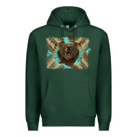 Sports Green bear native American background Premium Hoodie - BarkalooDesign