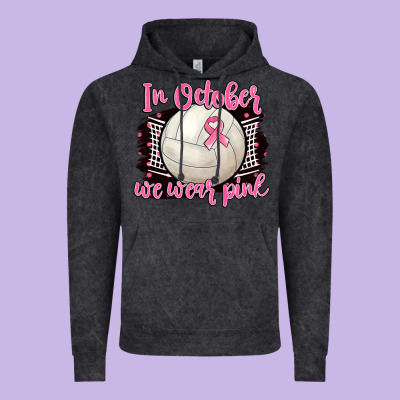 In October We Wear Pink Volleyball Vintage Hoodie Designed By Barkaloodesign