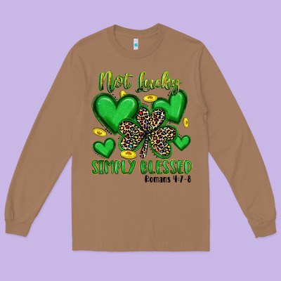 Not Lucky Simply Blessed Long Sleeve Tee Designed By Artiststas