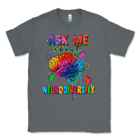 Charcoal Heather Ask me about neurodiversity Classic Tee - FaDigitalArtStudio