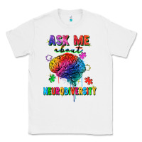 White Ask me about neurodiversity Classic Tee - FaDigitalArtStudio