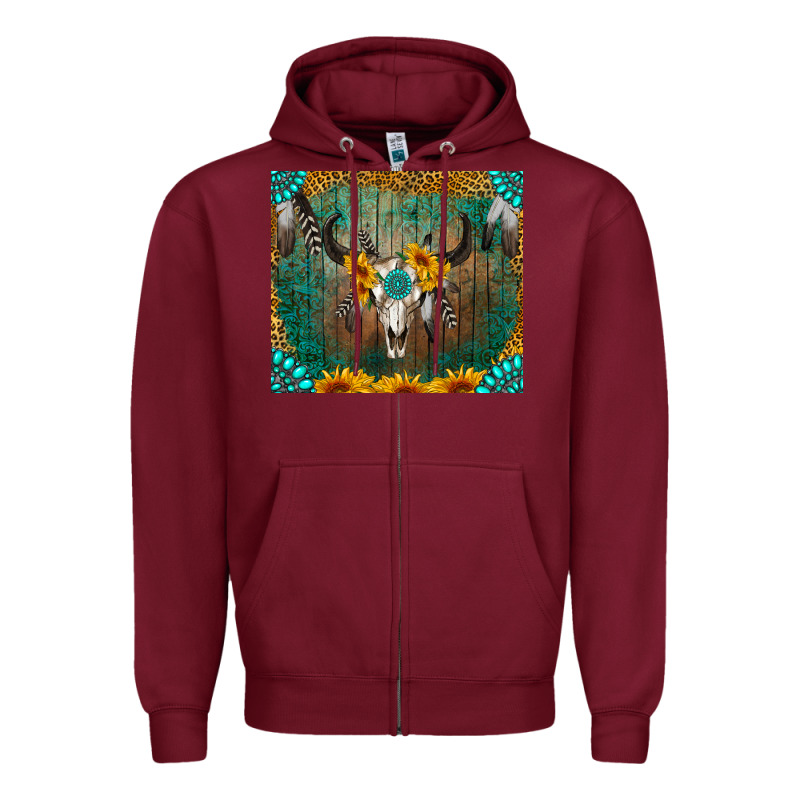 Boho Bullskull Zipper Hoodie by RanaPortraitStore | Teevron