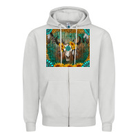 Dove Grey boho bullskull Zipper Hoodie - RanaPortraitStore