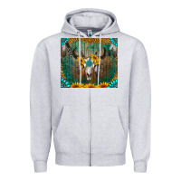 Heather Grey boho bullskull Zipper Hoodie - RanaPortraitStore