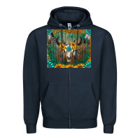 Navy boho bullskull Zipper Hoodie - RanaPortraitStore
